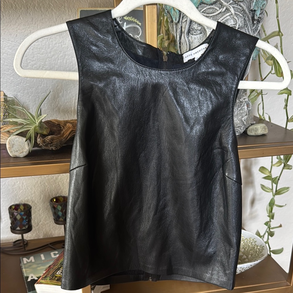 Good American Black Fitted Sleeveless Tank Top